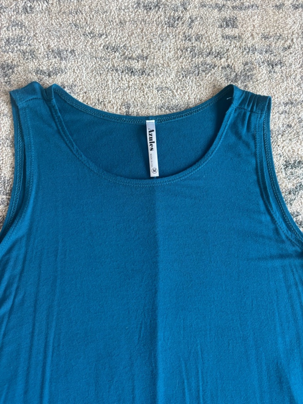 Sleeveless Teal Swing Tank Dress- - Picture 3 of 6